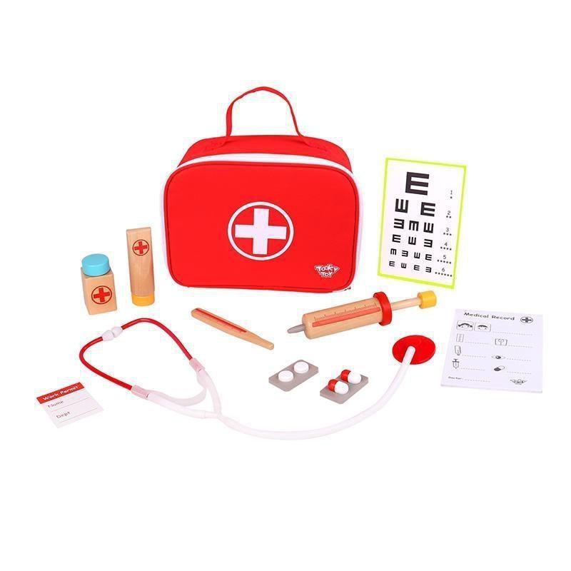  Top Right Toys Wooden Doctor Kit for Kids - Wood Medical Kit  Pretend Play Set for Kids and Toddlers, 12 Pieces : Toys & Games