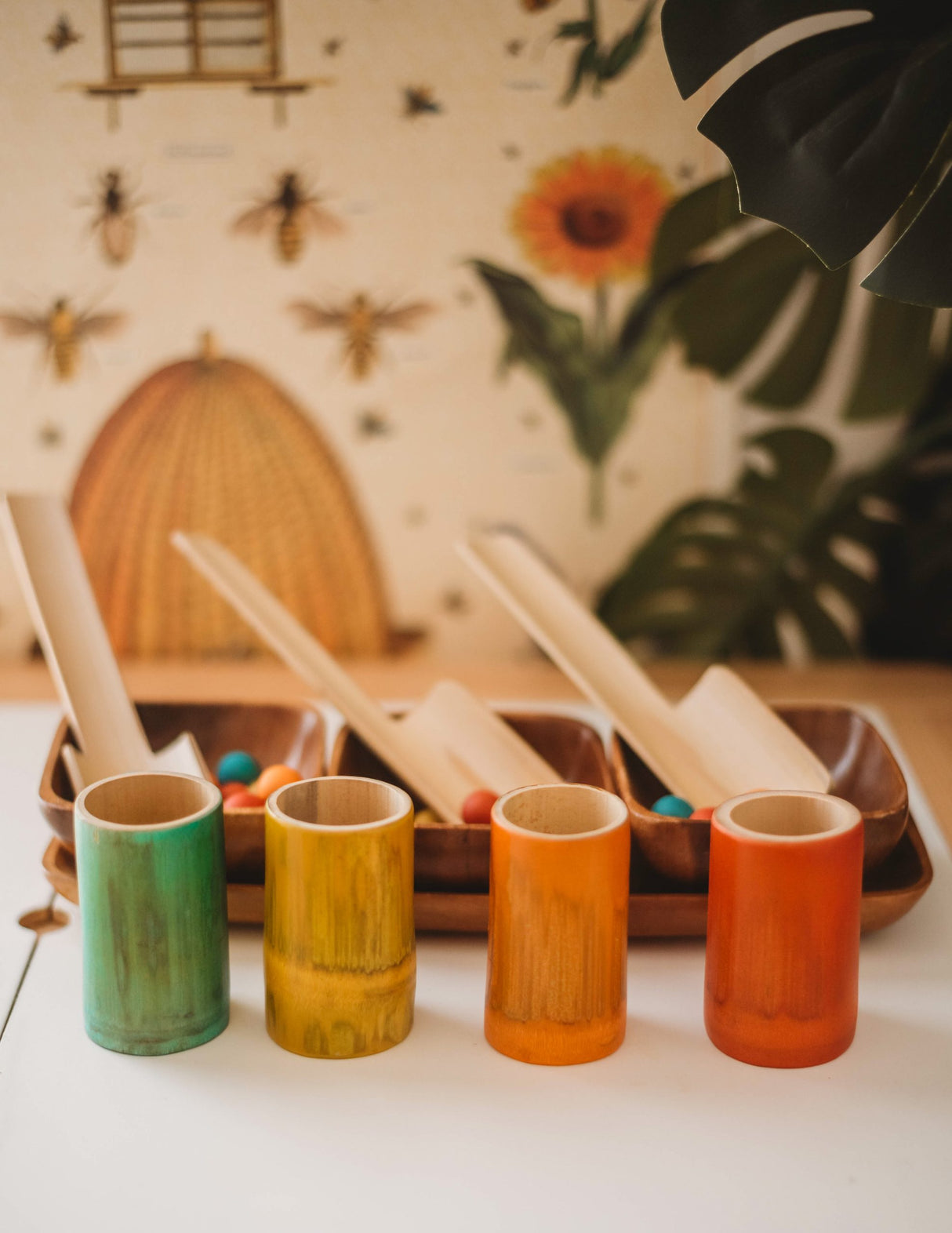 Rainbow Bamboo Sorting Tubes - Set of 6