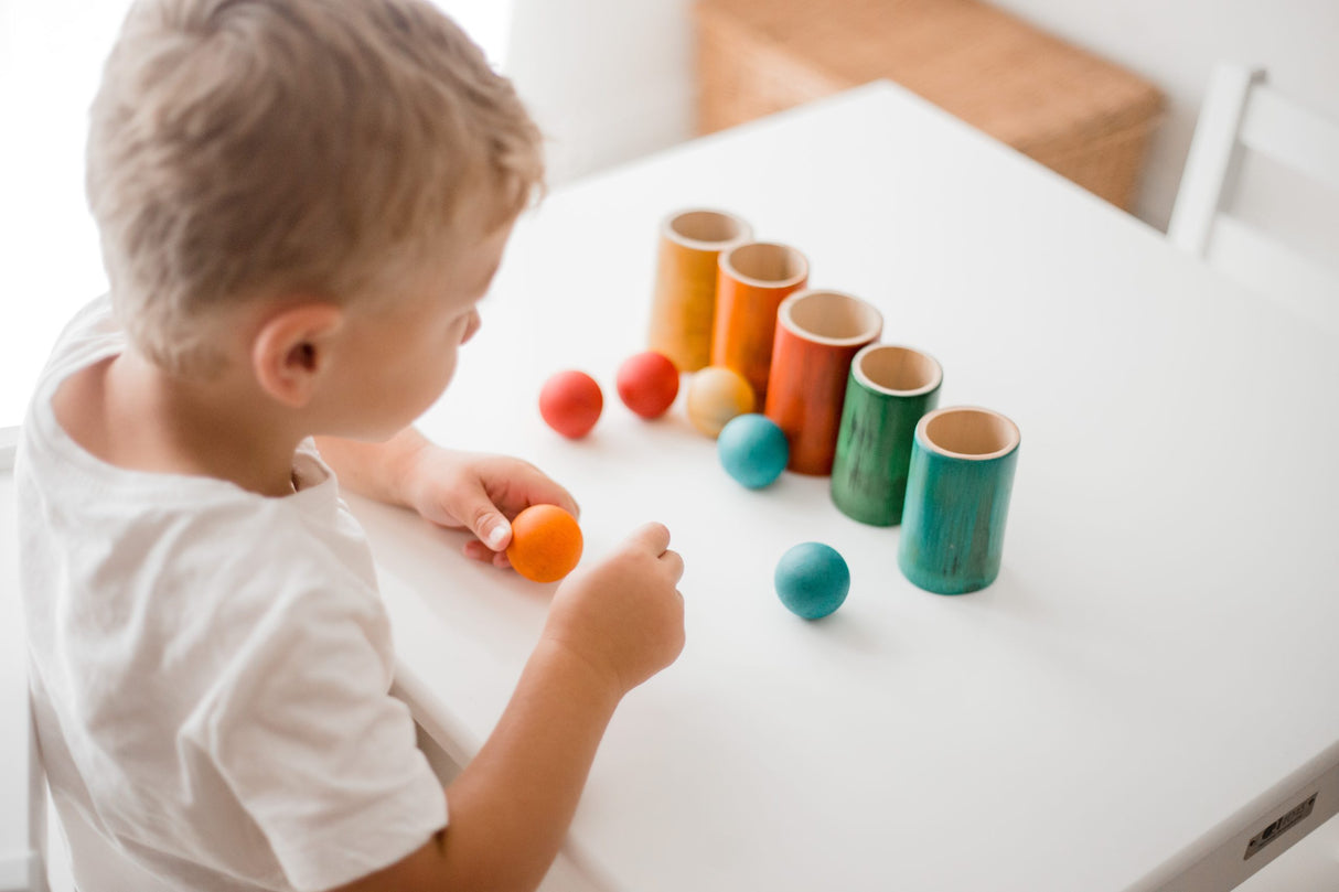 Rainbow Bamboo Sorting Tubes - Set of 6