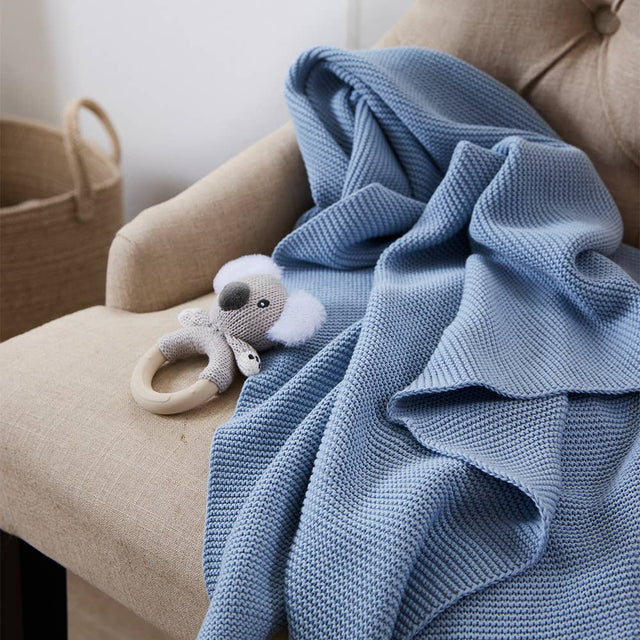 Pram Knitted Blanket - Celestial Blue