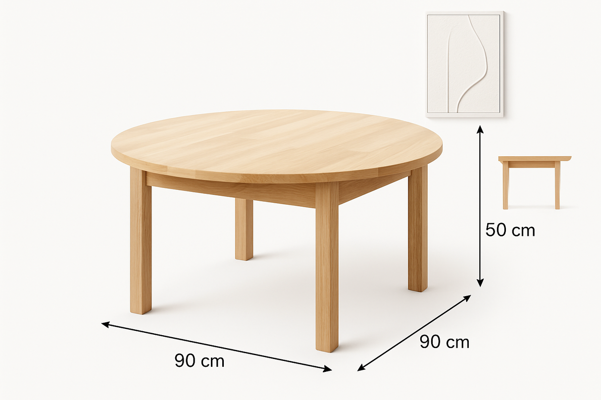 Round Table 90cm – Rubber Wood