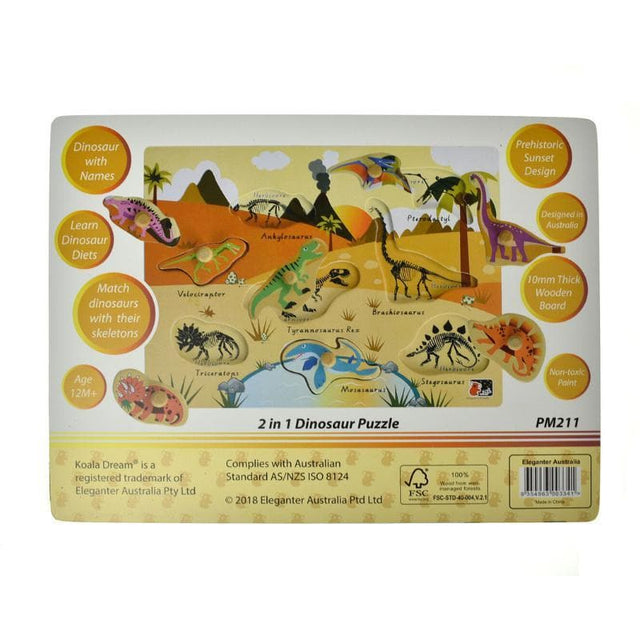 2 in 1 Dinosaur Peg Puzzle