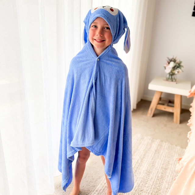 Animal Hooded Towel - Baby Blue
