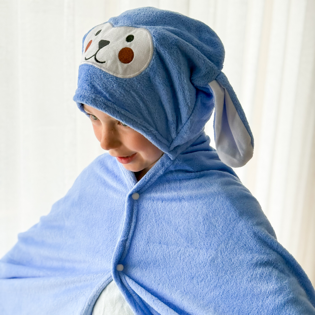 Animal Hooded Towel - Baby Blue