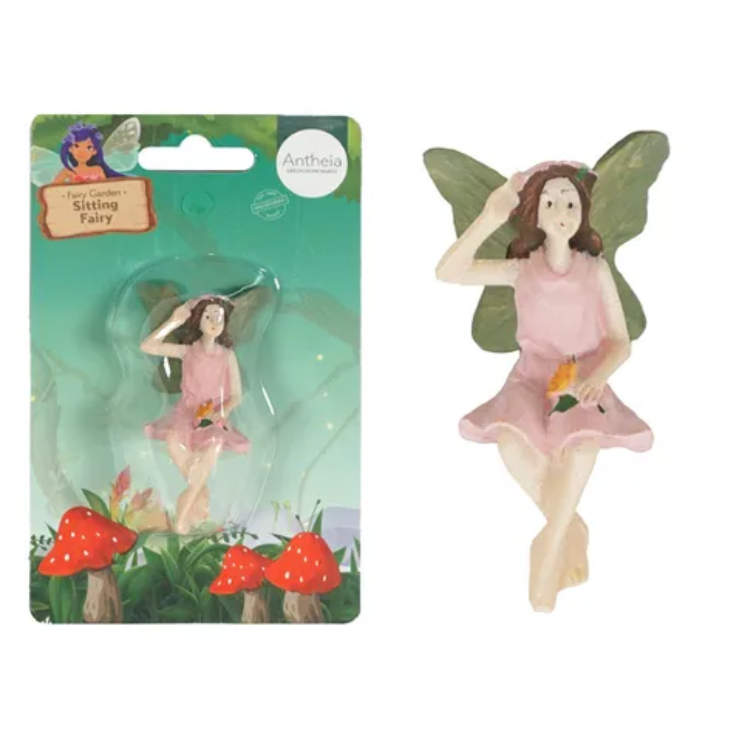 Fairy Sitting On Ledge Pink