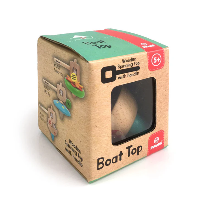 Wooden Spinning Top With Handle “Boat”