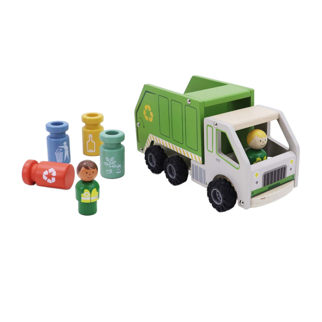 Wooden Recycling Garbage Truck Playset
