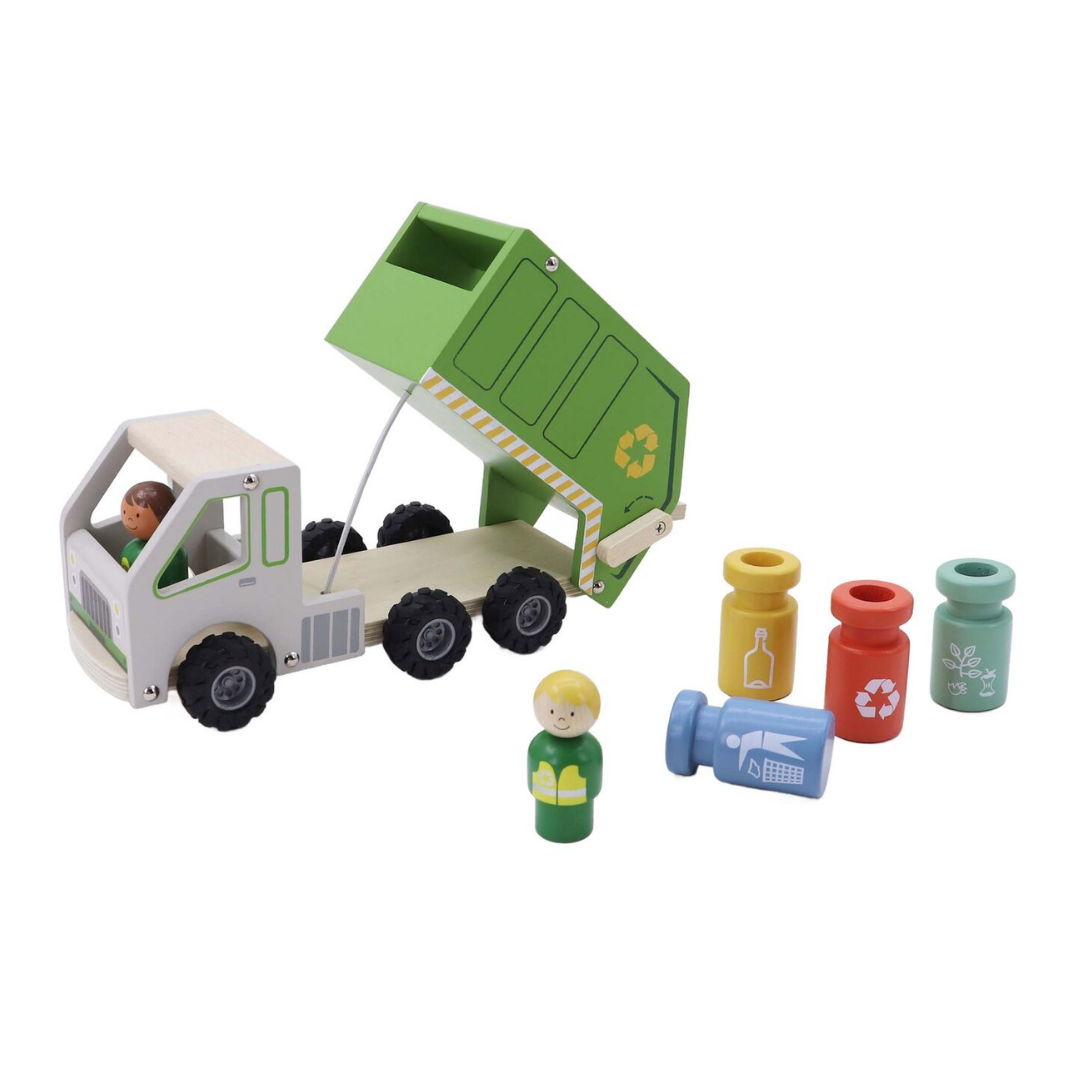 Wooden Recycling Garbage Truck Playset
