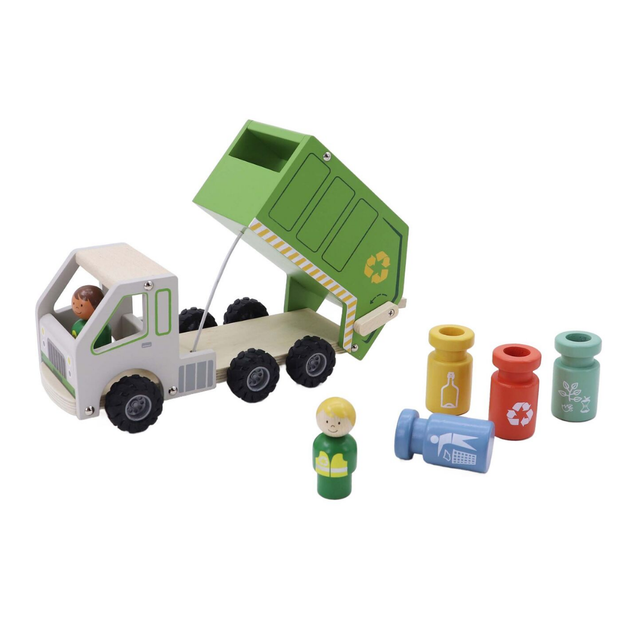 Wooden Recycling Garbage Truck Playset