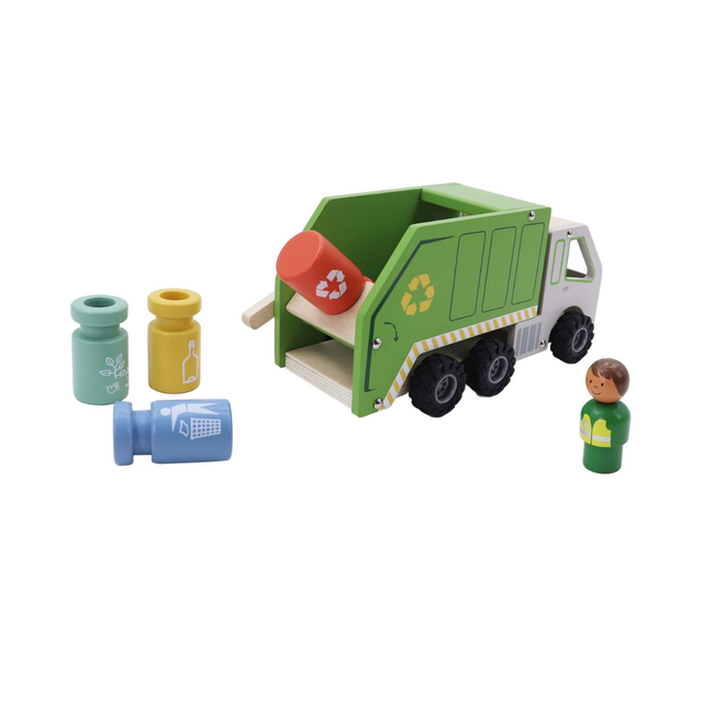 Wooden Recycling Garbage Truck Playset