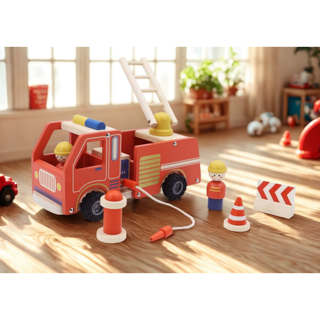 Wooden Fire Engine Playset