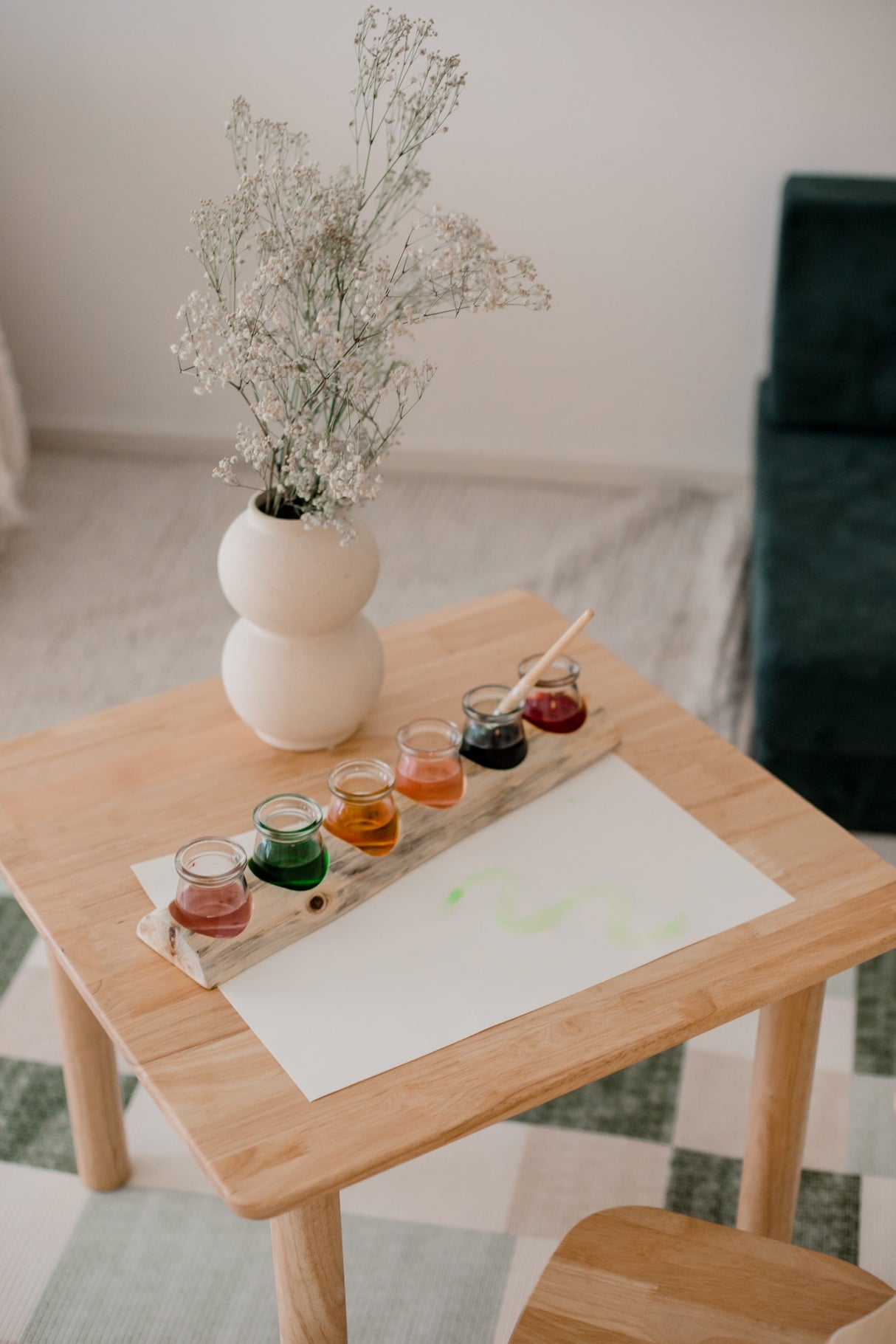 Wooden Paint Pot Holder with jars