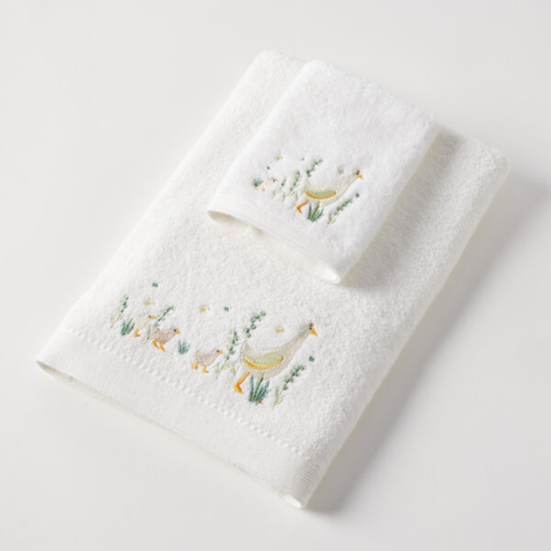 Paddling Ducks Bath Towel & Face Washer in Organza Bag
