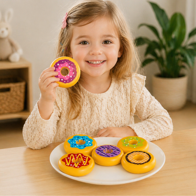 Wooden Doughnut Set