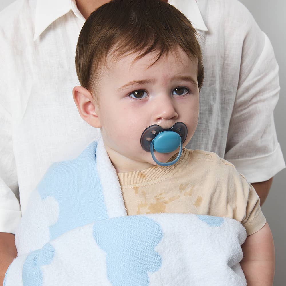 Pram Knitted Blanket - Cloud Whisper / Blue