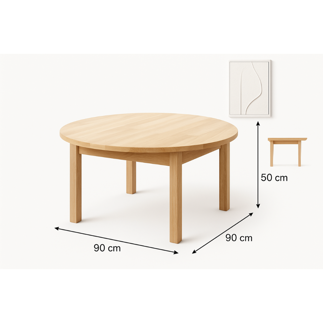 Round Table 90cm – Rubber Wood