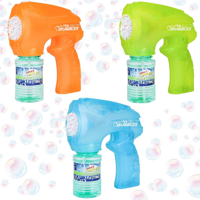 MAXX BUBBLES - BUBBLE BLASTER WITH LIGHT (3 asst'd colors)