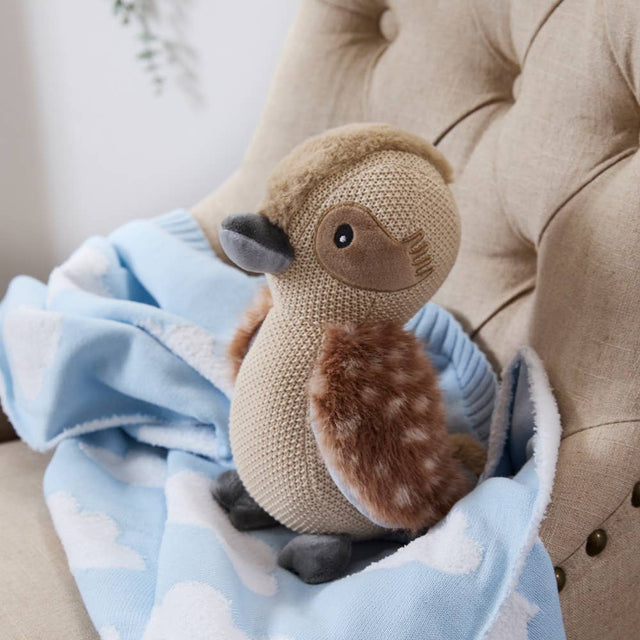 Pram Knitted Blanket - Cloud Whisper / Blue