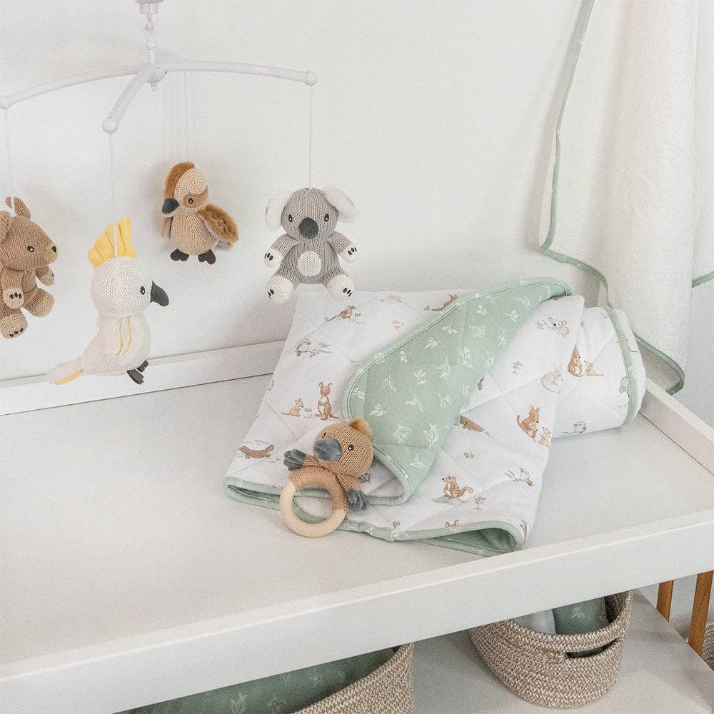 Reversible Quilted Cot Comforter - Australiana