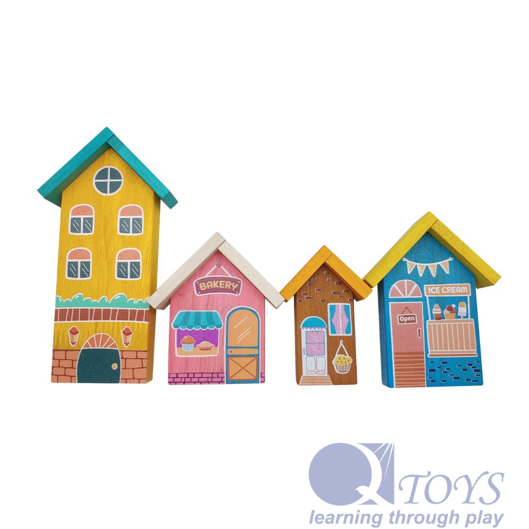 Wooden Play House - set of 4