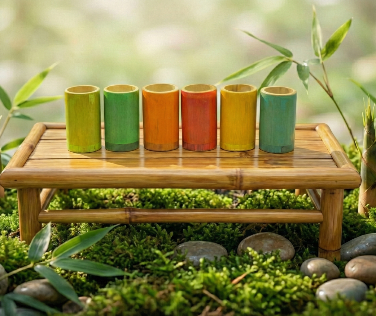 Rainbow Bamboo Sorting Tubes - Set of 6