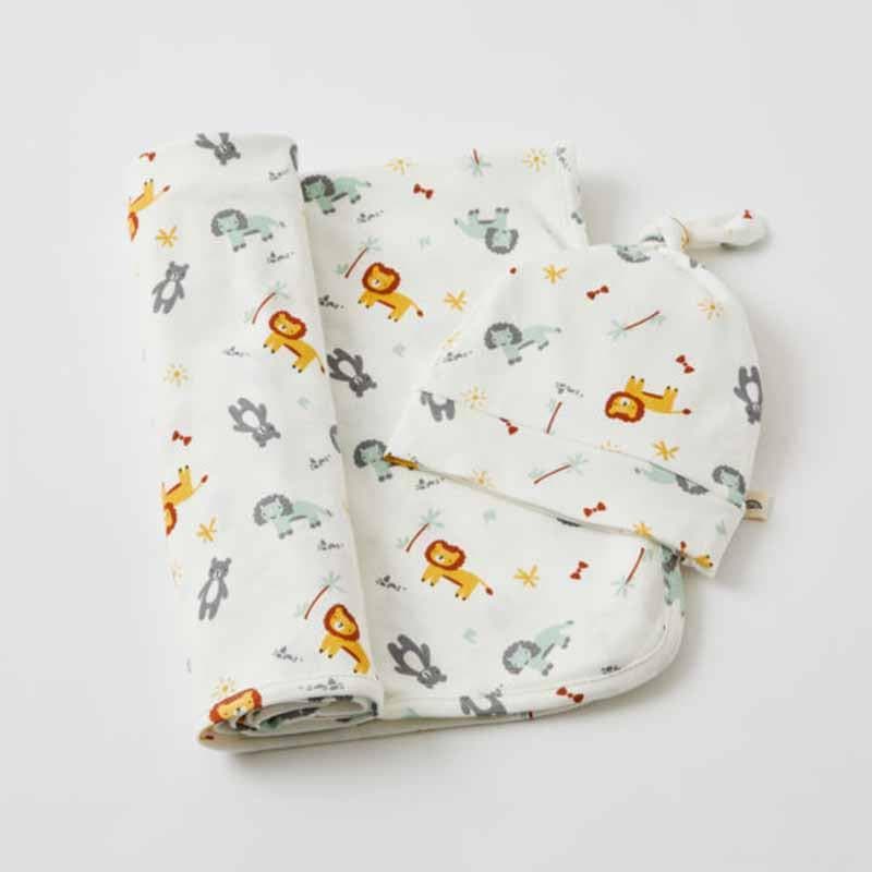 Adventure Baby Wrap & Knotted Beanie Set