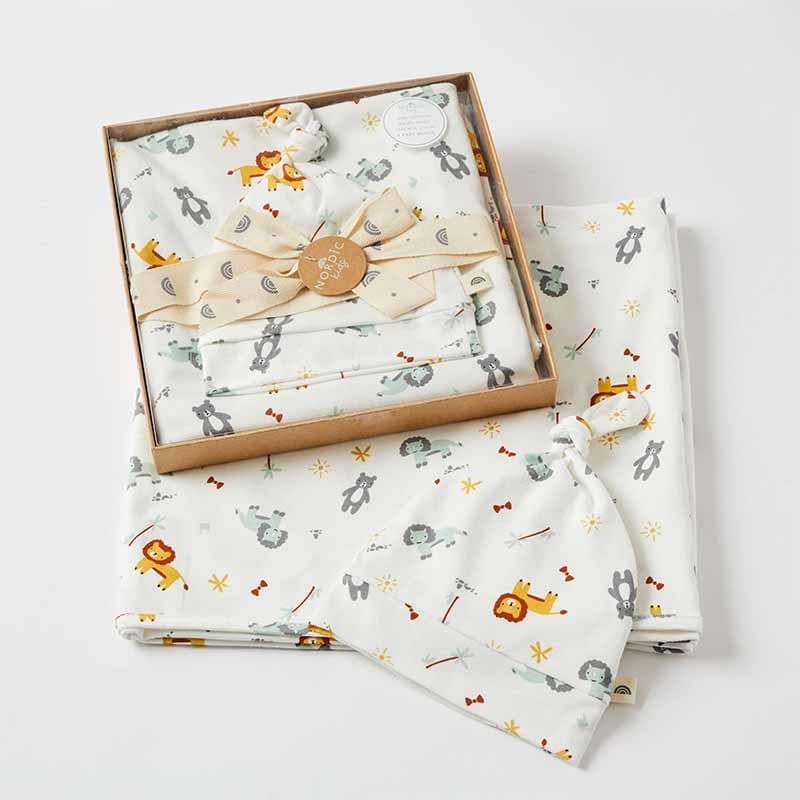 Adventure Baby Wrap & Knotted Beanie Set