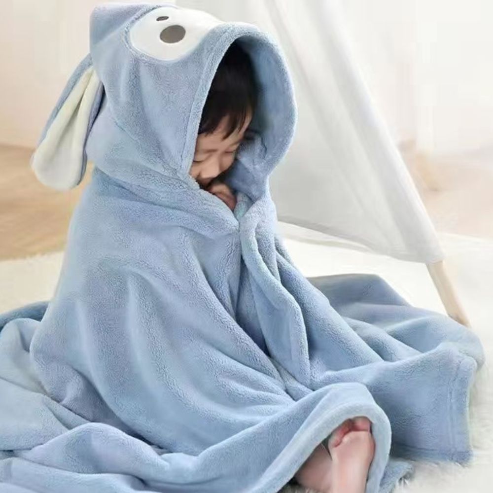 Animal Hooded Towel - Baby Blue