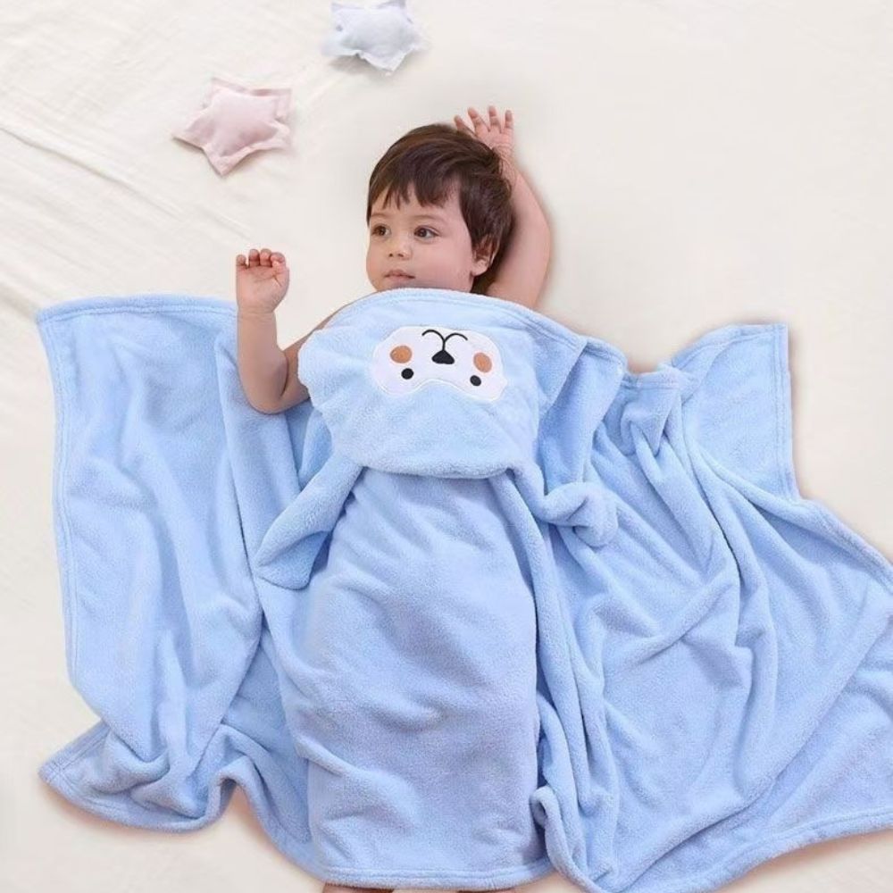 Animal Hooded Towel - Baby Blue