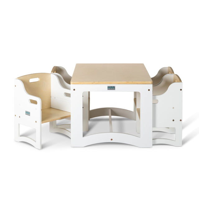 Aspire Montessori Table & 4 Chairs - White & Varnish