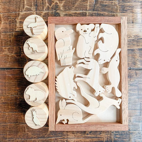 Australian Animal Wooden Playdough Stamps