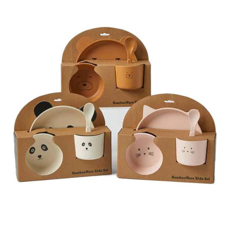 Bear Face Bamboo 4pc Dinner Sets-Kitchen Play-My Happy Helpers