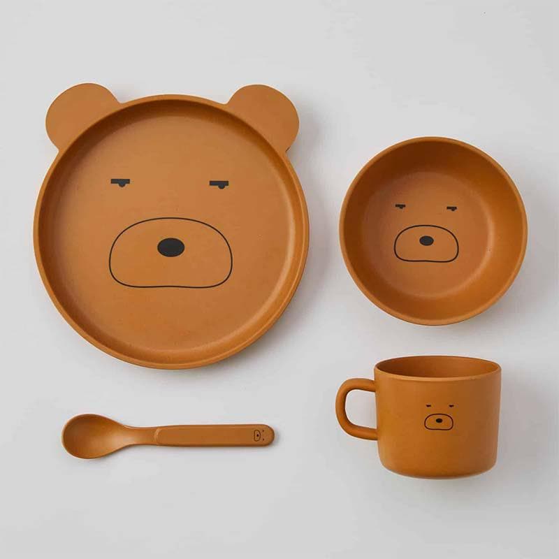 Bear Face Bamboo 4pc Dinner Sets