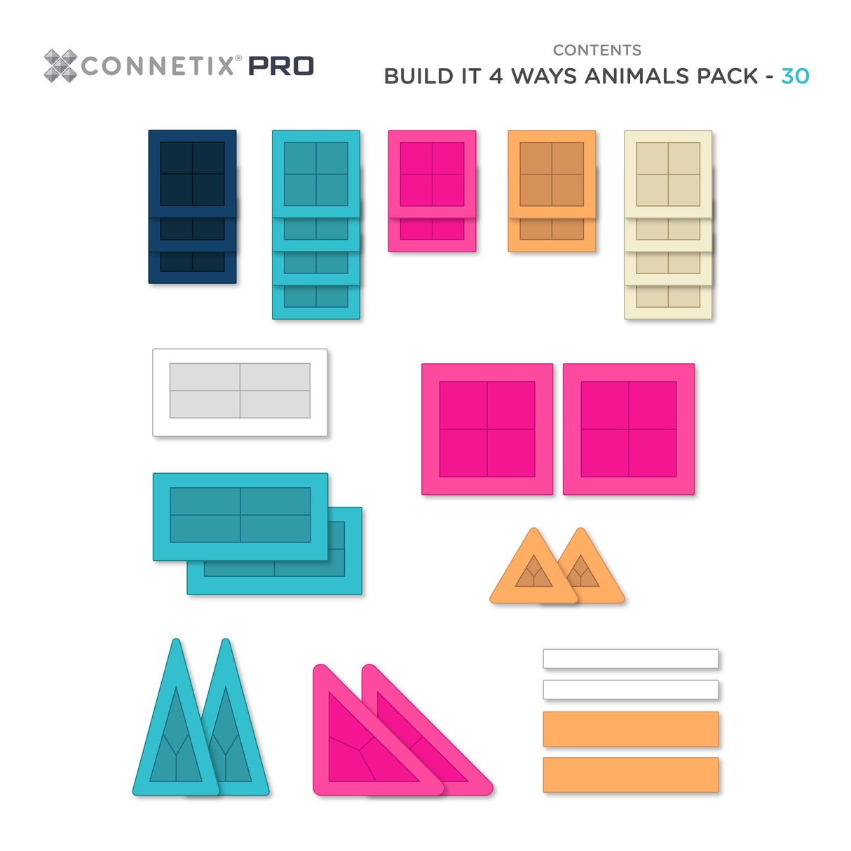 Connetix PRO - Build It 4 Ways Animals Pack 30 pc