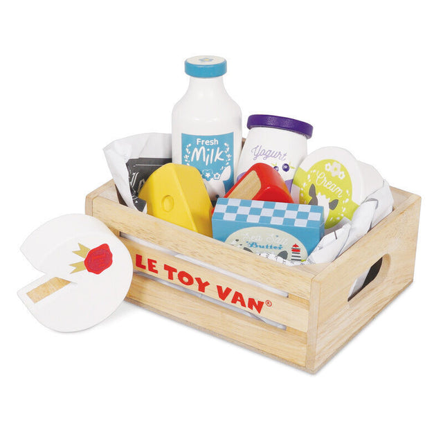 Cheese & Dairy Wooden Market Crate - 8 Piece