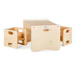 Cube Weaning Table & 2 Chairs - Varnished