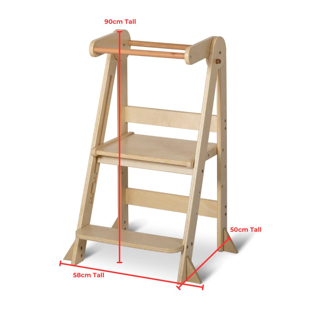 Folding Learning Tower - Varnish with Magnetic Board