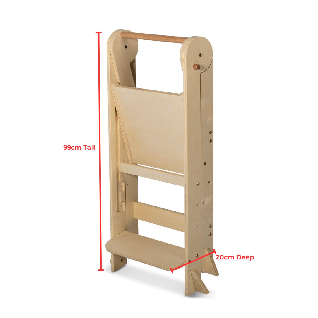 Folding Learning Tower - Varnish with Magnetic Board