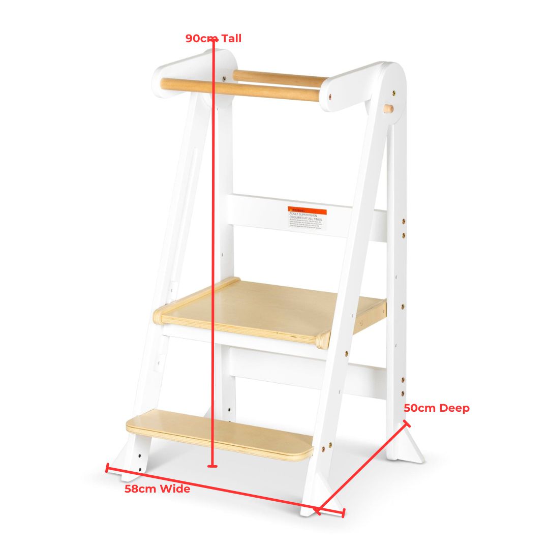 Folding Learning Tower - White and Varnish