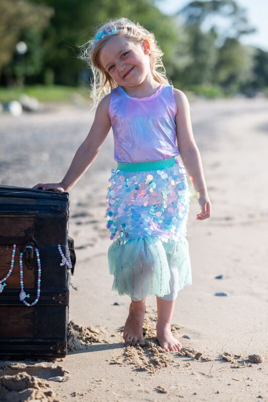 Bling Bling Mermaid Skirt & Hairclip Set Mint Size 4-6
