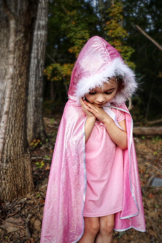 Pink Glitter Princess Cape
