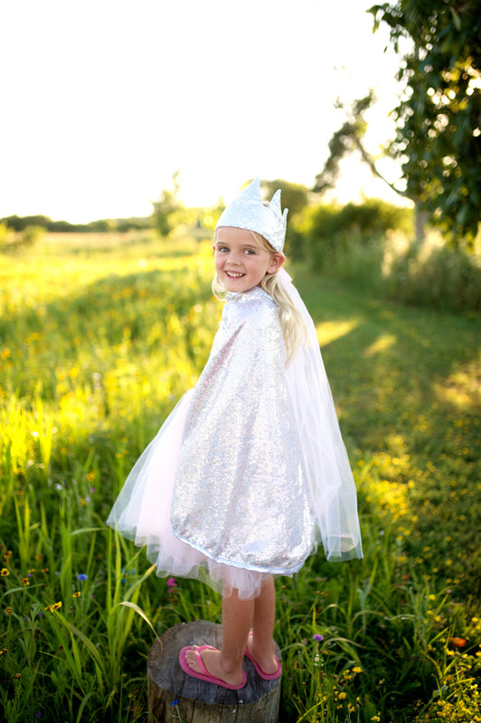 Silver Reversible Sequins Cape