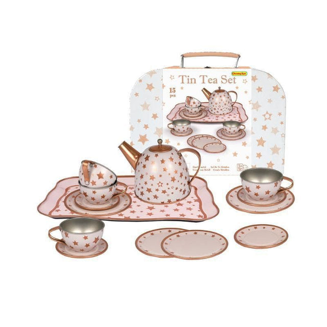 Gold Star Tin Tea Set in Suitcase