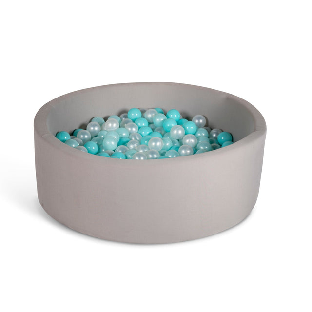 Grey Ball Pit for Children - Teal / White Balls