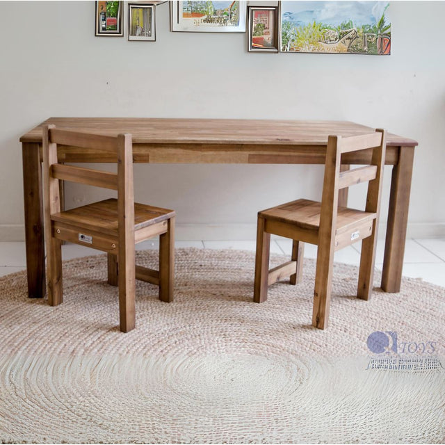 Hardwood Rectangular Table with 2 Standard Chairs