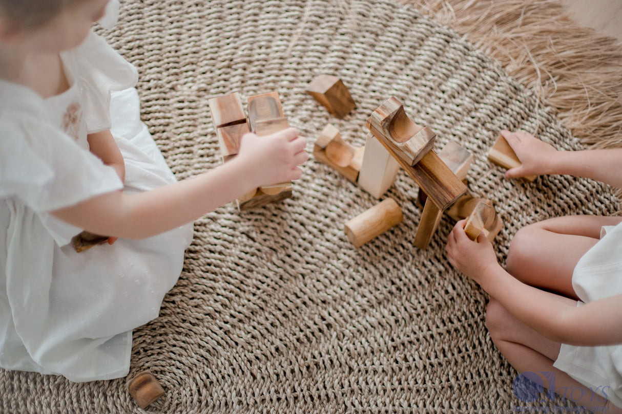 Natural Wood Blocks – 34 Pcs