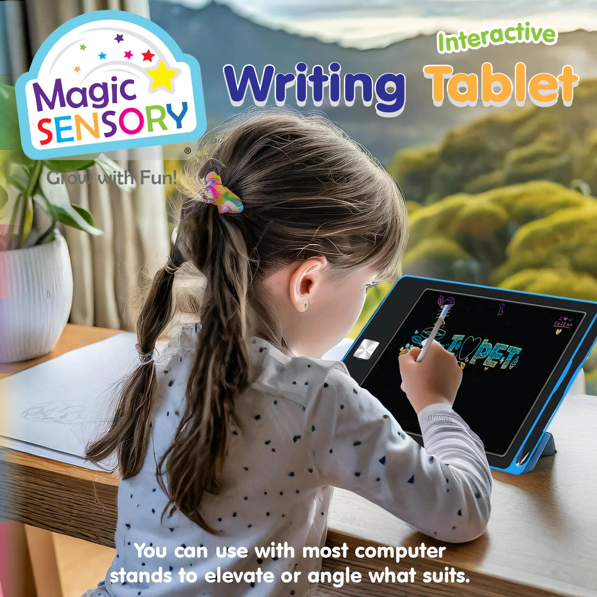 Interactive LCD Writing Tablet - Blue Star (USB Rechargeable)