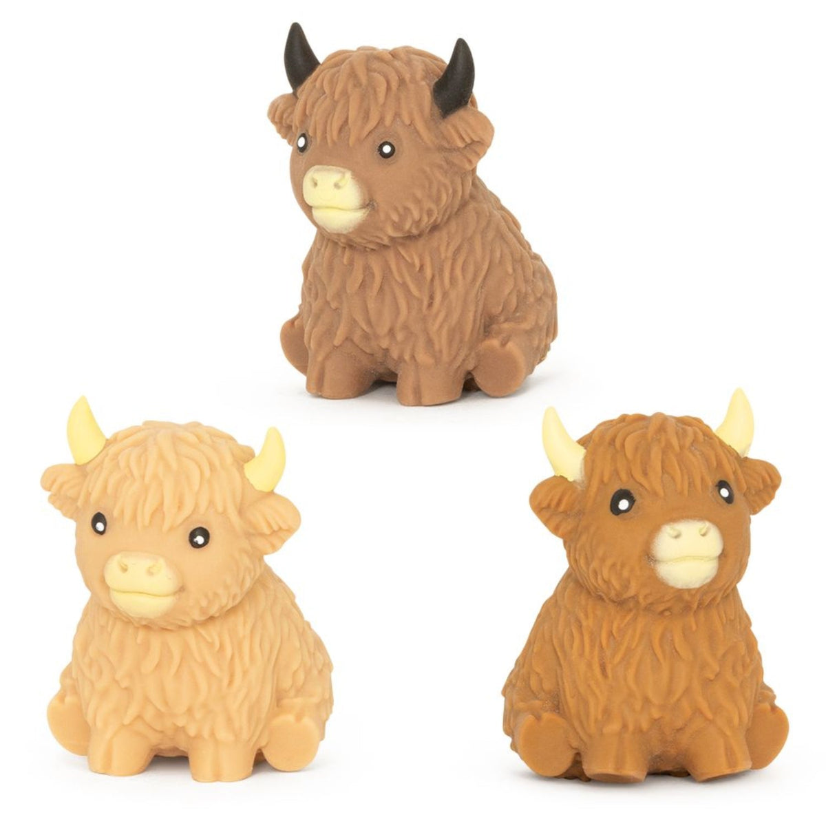Keycraft Squishy Highland Cows shown in hand for scale