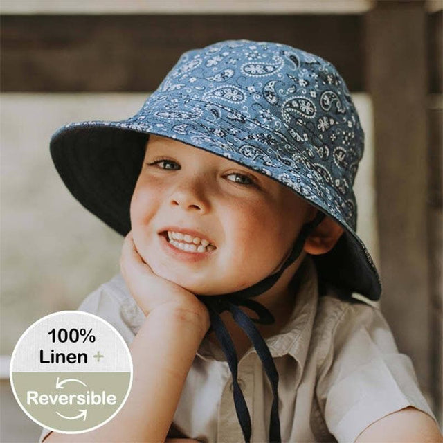 Kids Reversible Sun Hat - Paisley / Indigo-Outdoor Play-My Happy Helpers