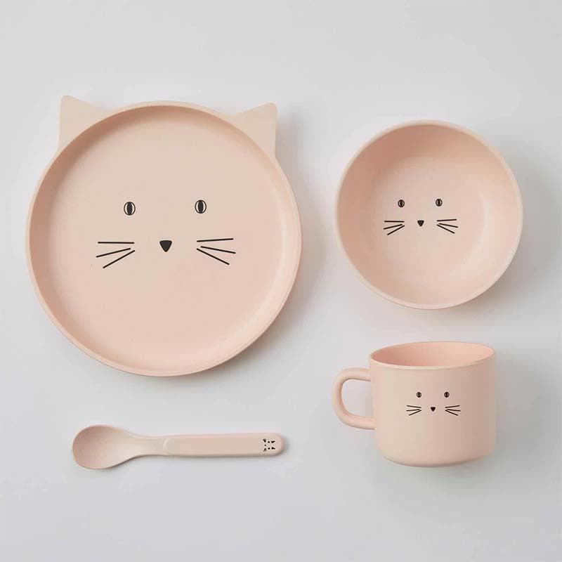 Kitten Face Bamboo 4pc Dinner Sets